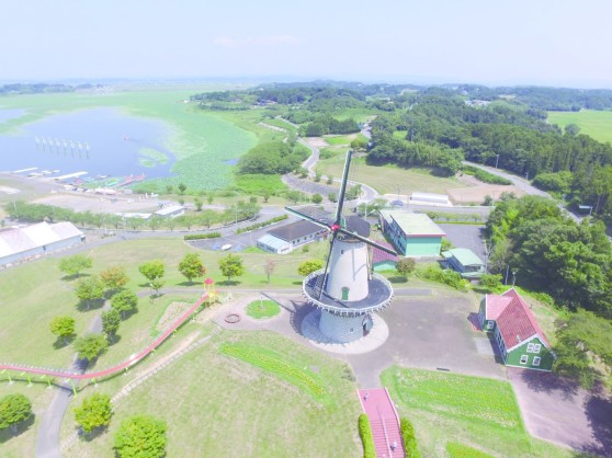 登米市のオランダ風車の画像