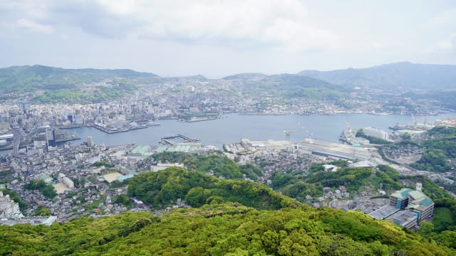 稲佐山山頂展望台からの長崎港の風景画像