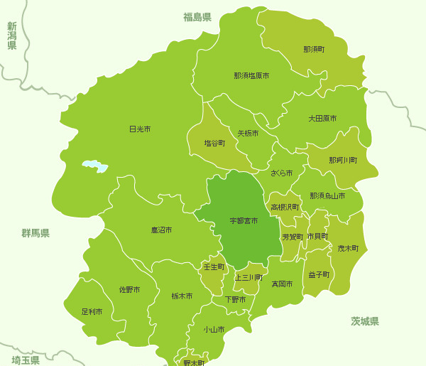 栃木県の地図画像