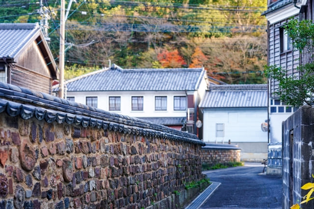 トンバイ塀のある裏通りの風景